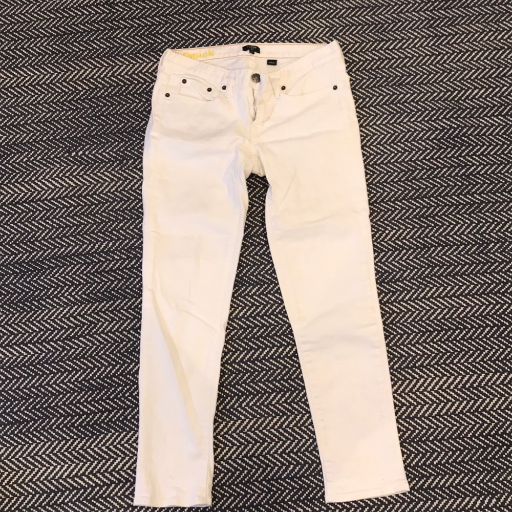 Jcrew Toothpick White Jeans, 27